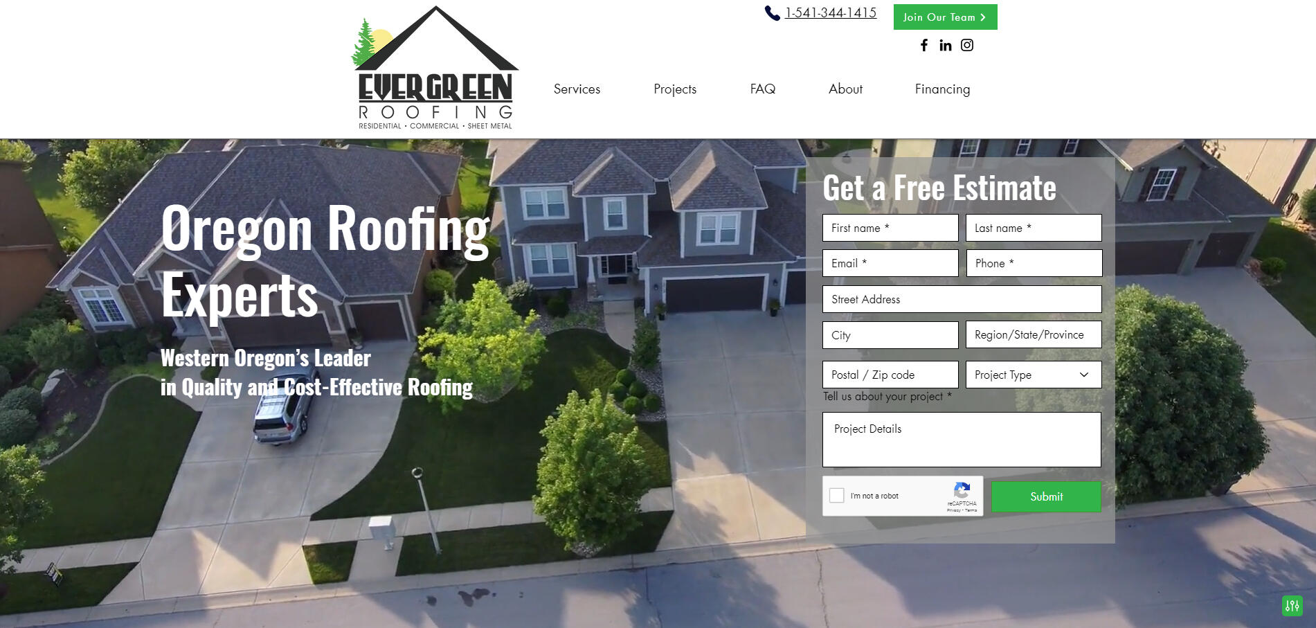 Evergreen Roofing Website Relaunch with New Lead Capture Design